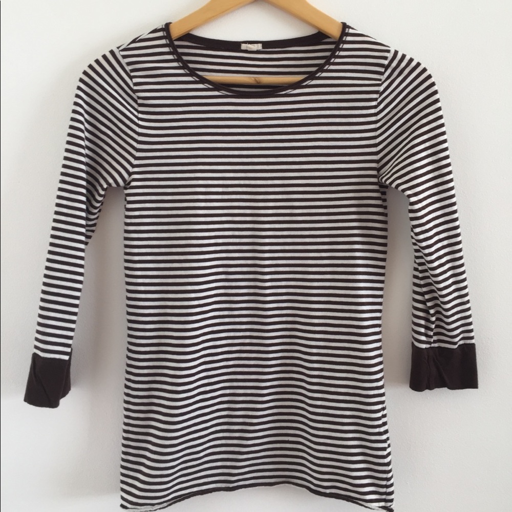 J. Crew Striped Cropped Sleeved Tee - Size Small